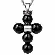 REGALIA – Kreuz der Könige · Obsidian | Edelstahl Halskette Herren 55cm