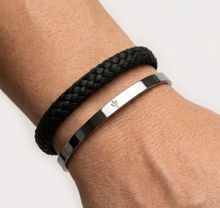 Midnight Bundle – Edelstahl Armreif „Valor“ & Midnight Steel Armband – Unisex