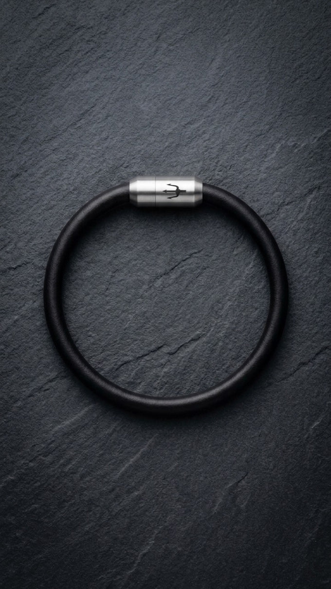 Puro Nero – Lederarmband Herren Schwarz 6mm | Handgefertigt