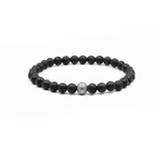 Classic Trident – Lavastein Silber | Perlenarmband Herren Schwarz 6mm