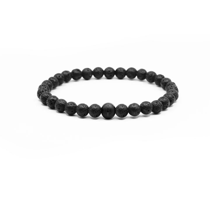 Classic Trident – Lavastein Schwarz | Perlenarmband Herren 6mm Matt