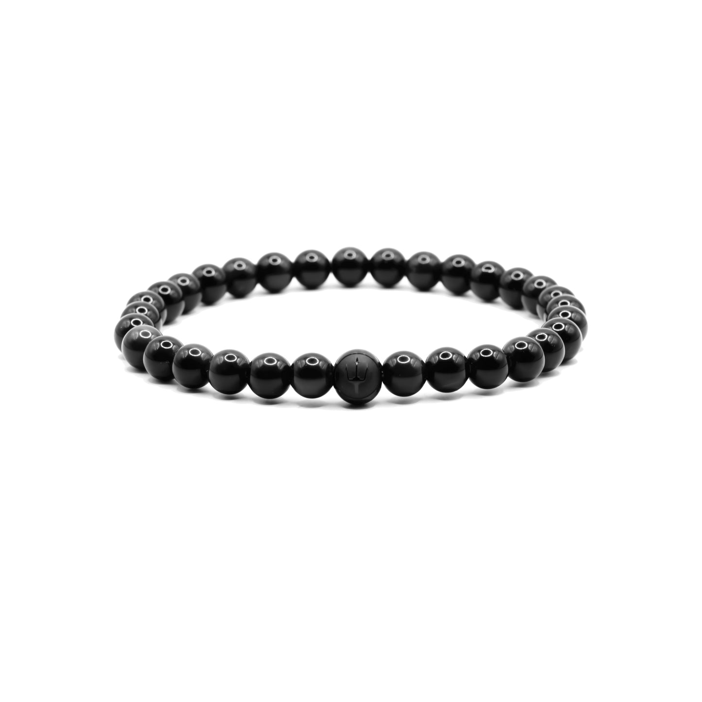 Classic Trident – Obsidian Schwarz | Perlenarmband Herren 6mm Matt