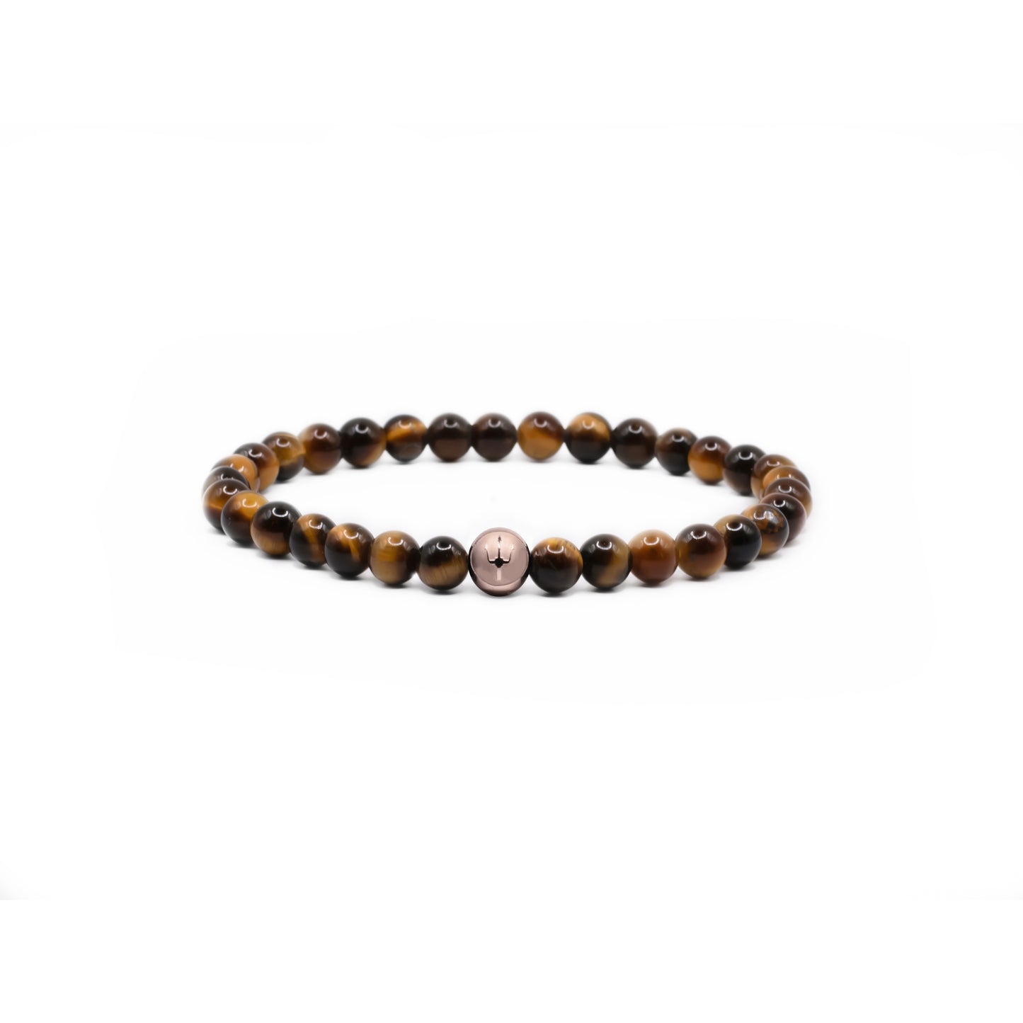 Classic Trident – Tigerauge Roségold | Perlenarmband Herren Braun 6mm