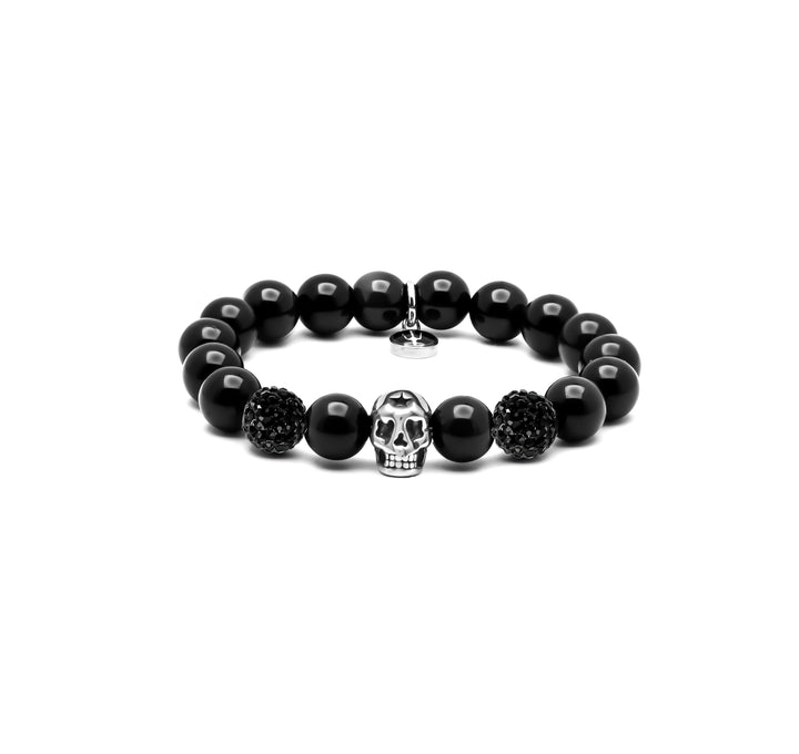 Black Death – Obsidian | Perlenarmband Herren Skull Schwarz 10mm mit Stern