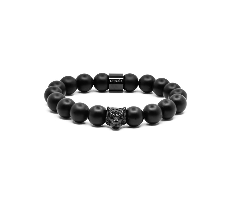 Dark Wild – Onyx matt Black Edition | Perlenarmband Herren Allschwarz 10mm Panther