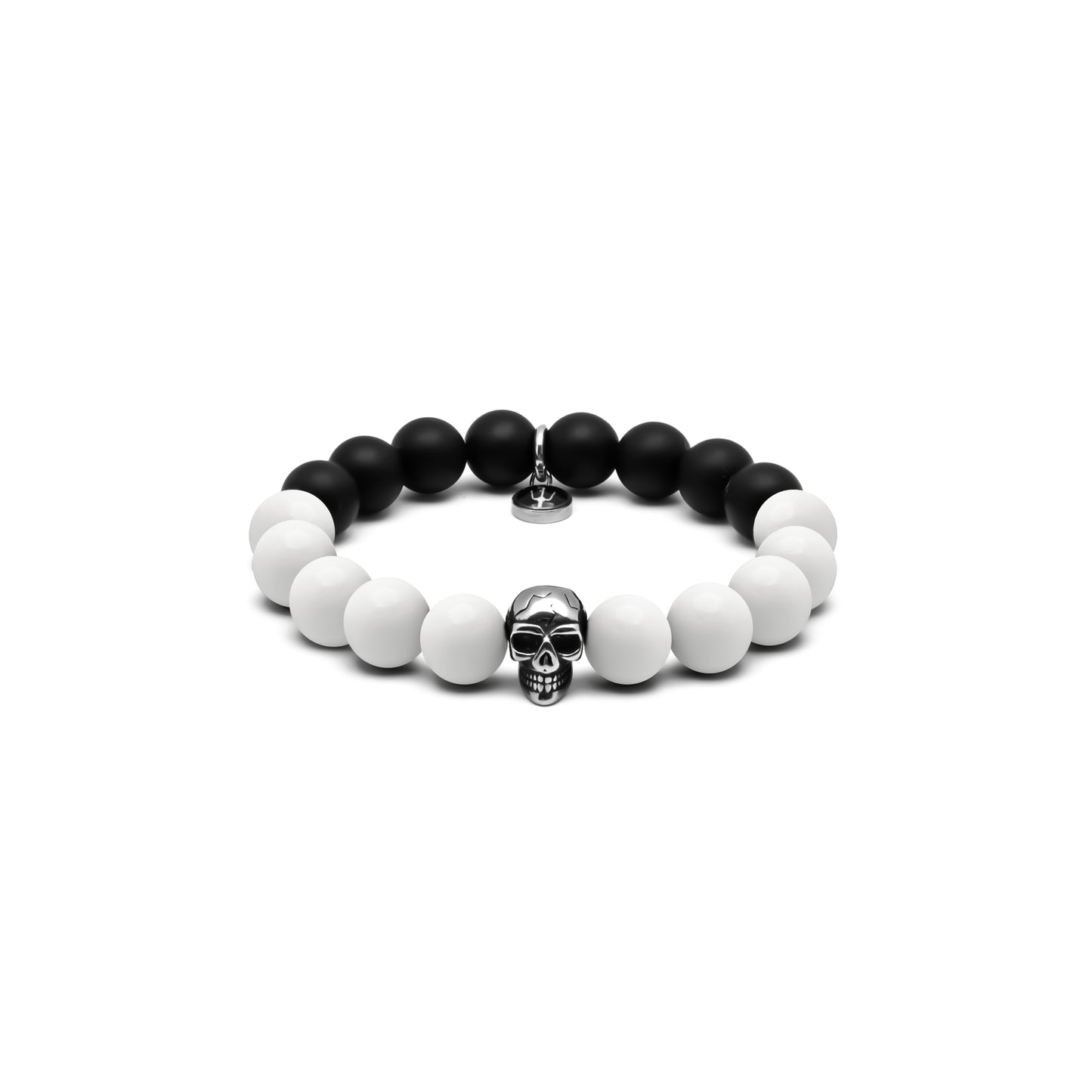 Perlenarmband Malaysia Onyx Bikerskull Harlekin