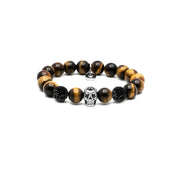Black Death – Tigerauge | Perlenarmband Herren Skull 10mm mit Stern