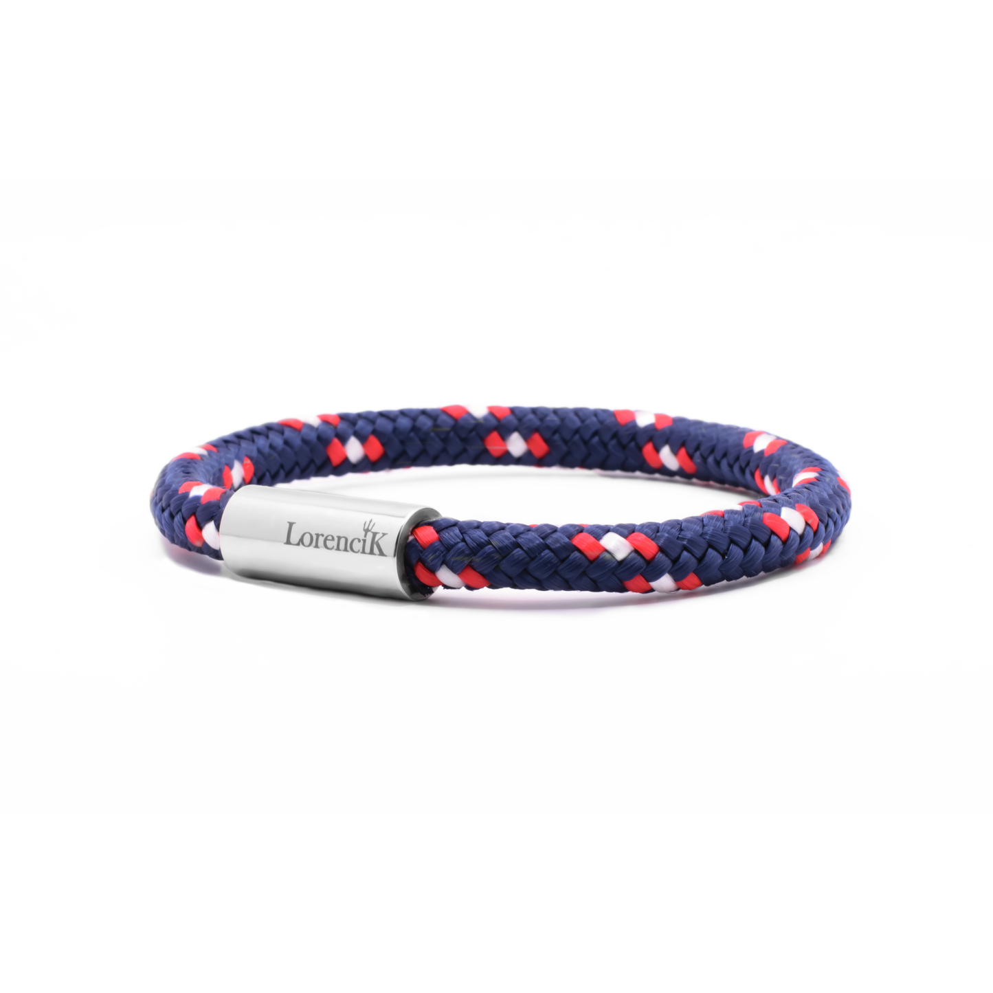 Nautic Force Small Atlantic Crimson – Segeltauarmband Herren 6mm Rot Marineblau mit Edelstahl-Magnetverschluss von Lorencik