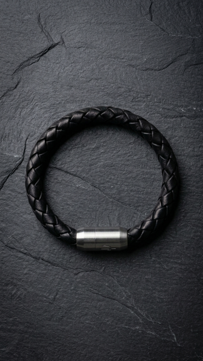 Schwarzes Lederarmband Herren