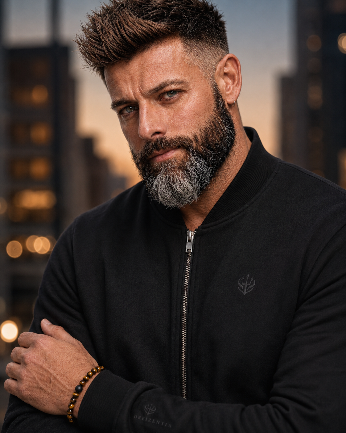 Lorencik The Quiet Man Editorial mit schwarzer Jacke und Armband