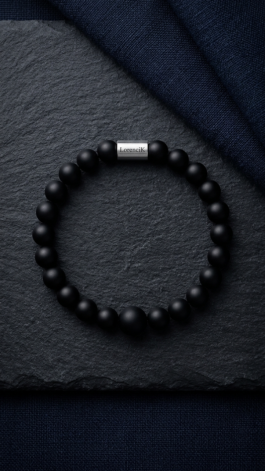 Infinity Balance – Onyx Pure | Onyx Perlenarmband Herren Schwarz 8 mm
