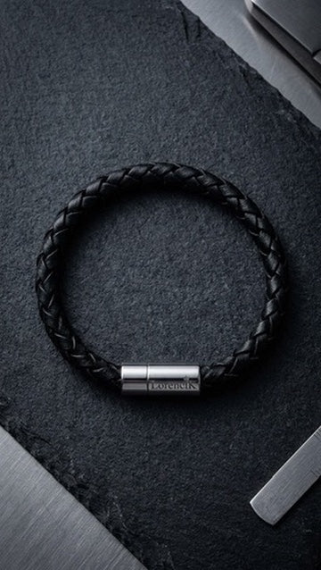 Tridente Classico – Lederarmband Herren Schwarz 6mm | Geflochten Handgefertigt