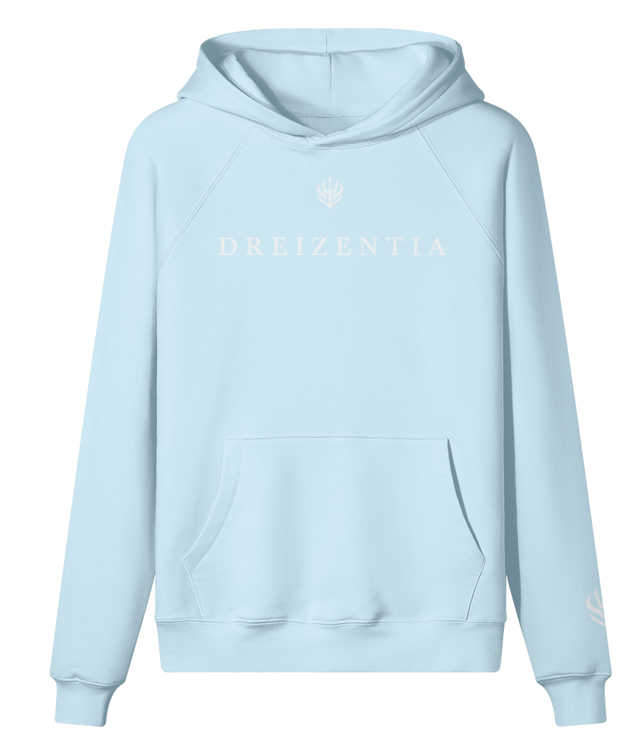 DREIZENTIA Signature Hoodie in Babyblau, Heavyweight Oversized Fit