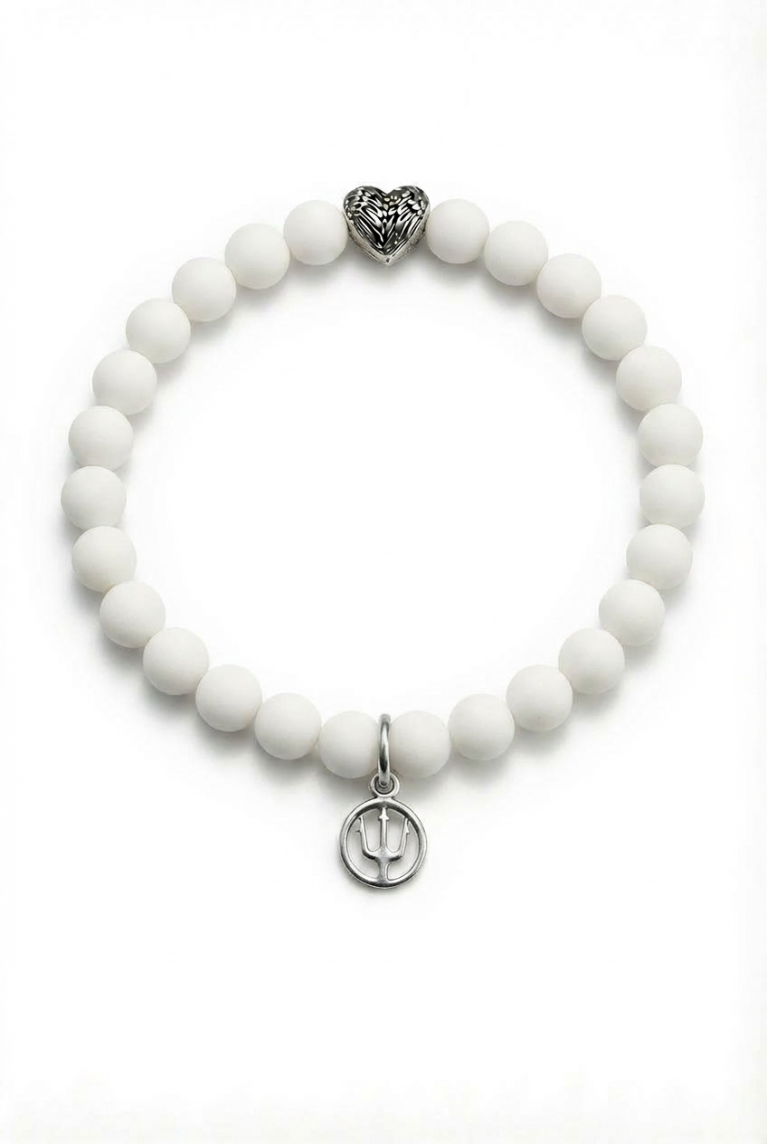 Eterna Heart – Jade Snow | Weißes Jade-Perlenarmband 8mm