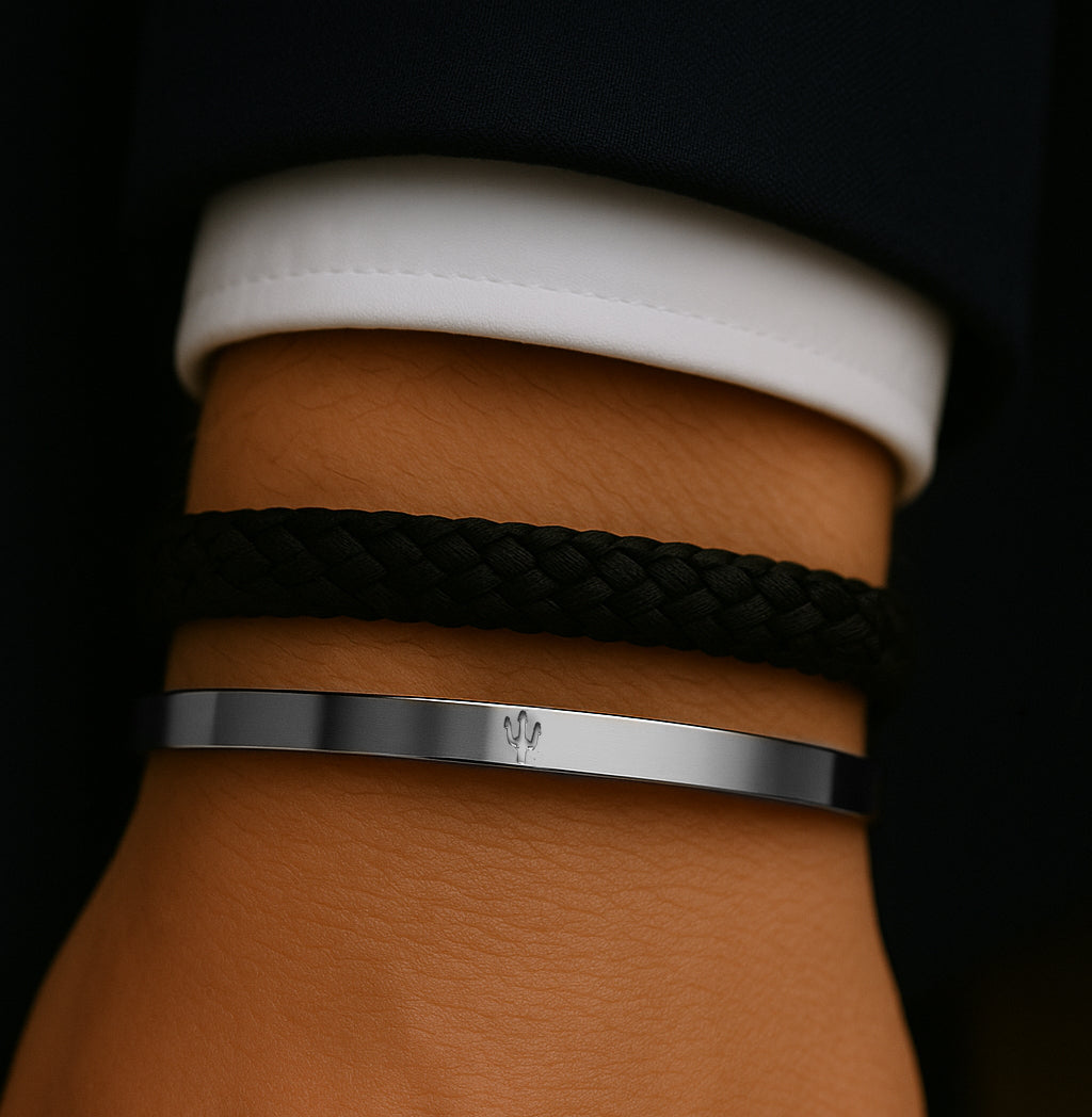Midnight Bundle – Edelstahl Armreif Valor & Midnight Steel Armband elegant am Handgelenk