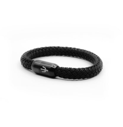 Nautic Force Black Triton – Segeltauarmband Herren Schwarz Silber 8mm Dreizack wasserfest handgefertigt Lorencik
