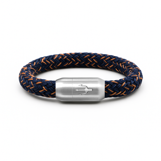 Nautic Force- Segeltauarmband "Midnight Flame" Blau Orange