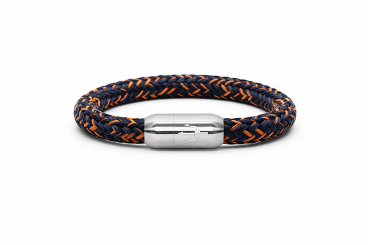 Nautic Force- Segeltauarmband "Midnight Flame" Blau Orange