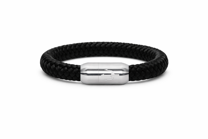 Nautic Force – Midnight Steel | Segeltauarmband Herren Schwarz 8mm