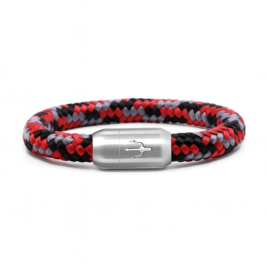 Nautic Force- Segeltauarmband  “Volcano Pulse” Rot Grau Schwarz
