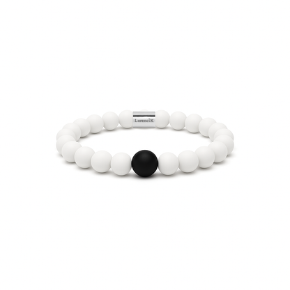 Infinity Balance Pure Malaysia – Perlenarmband Herren Malaysia Jade Weiß 8mm handgefertigt Lorencik