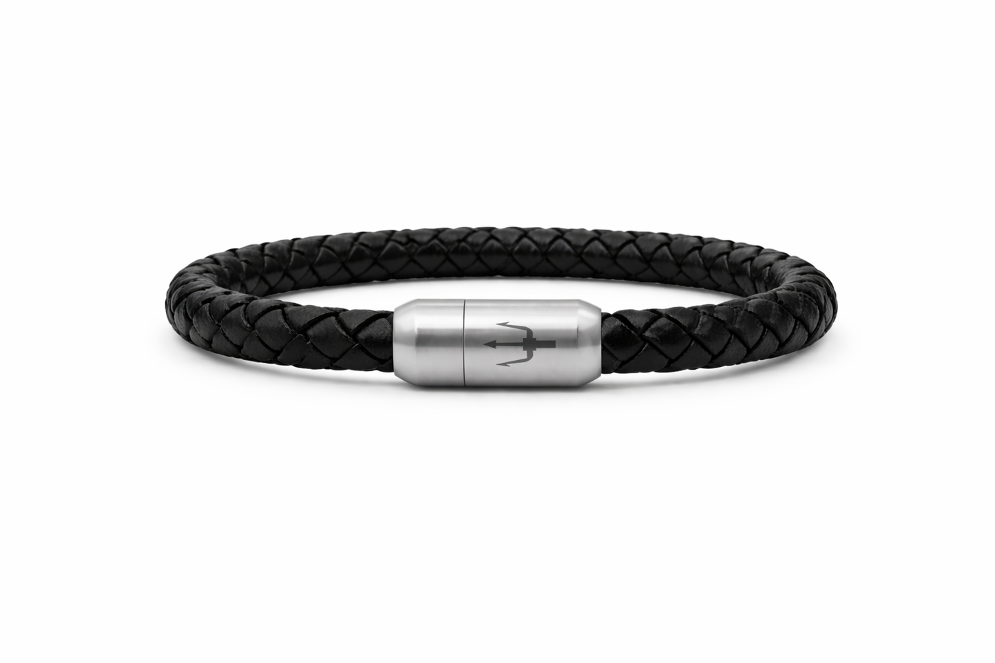 Puro Onyx – Lederarmband Herren Schwarz Geflochten 6mm | Handgefertigt