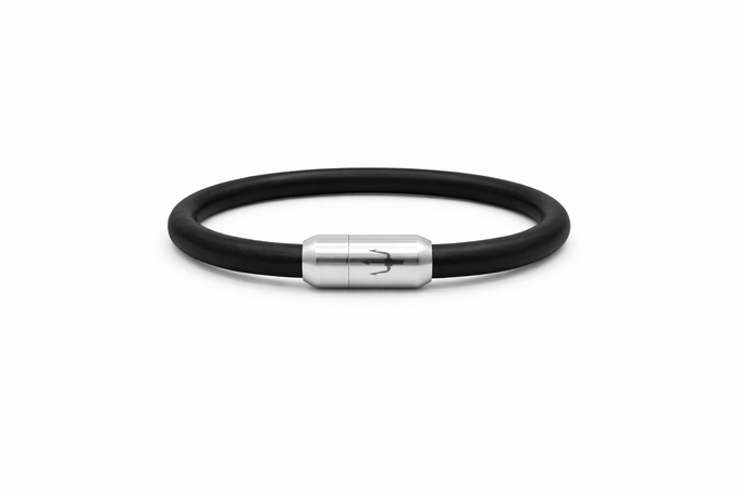 Puro Nero – Lederarmband Herren Schwarz 6mm | Handgefertigt