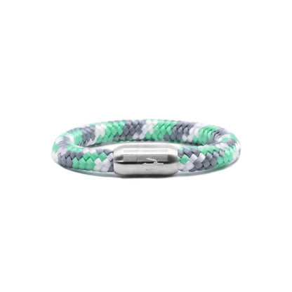 Nautic Force „Mint Tide“ – mint/türkises 8 mm Segeltauarmband mit Edelstahl-Dreizack-Magnetverschluss
