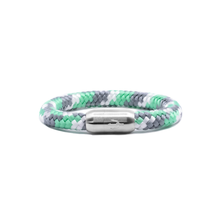 Nautic Force „Mint Tide“ – mint/türkises 8 mm Segeltauarmband mit Edelstahl-Dreizack-Magnetverschluss
