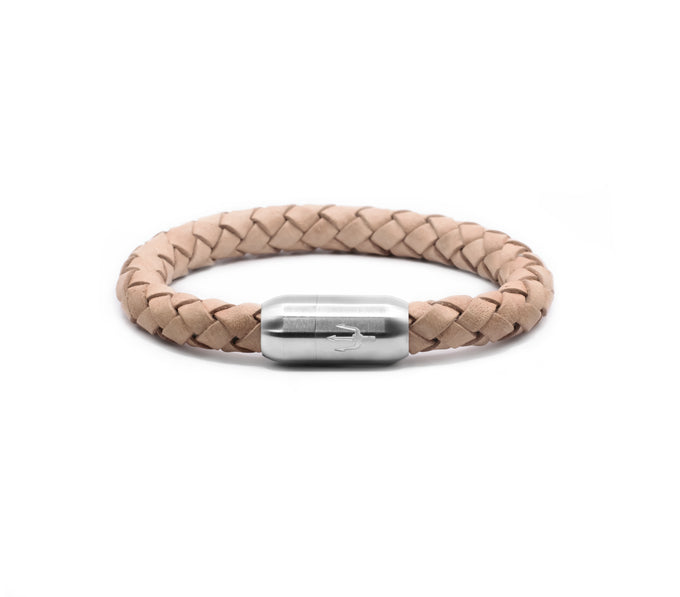 Tridente Sabbia – Lederarmband Herren Hellbraun 8mm | Handgefertigt