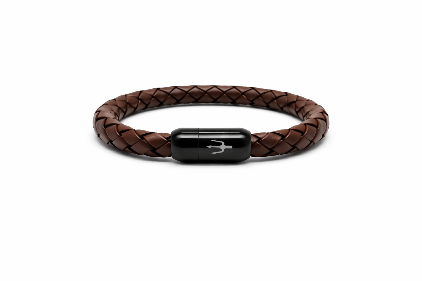 Tridente Terra – Lederarmband Herren Dunkelbraun Schwarz 8mm | Handgefertigt