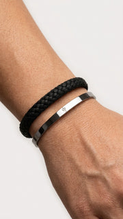 Midnight Bundle – Edelstahl Armreif „Valor“ & Midnight Steel Armband – Unisex