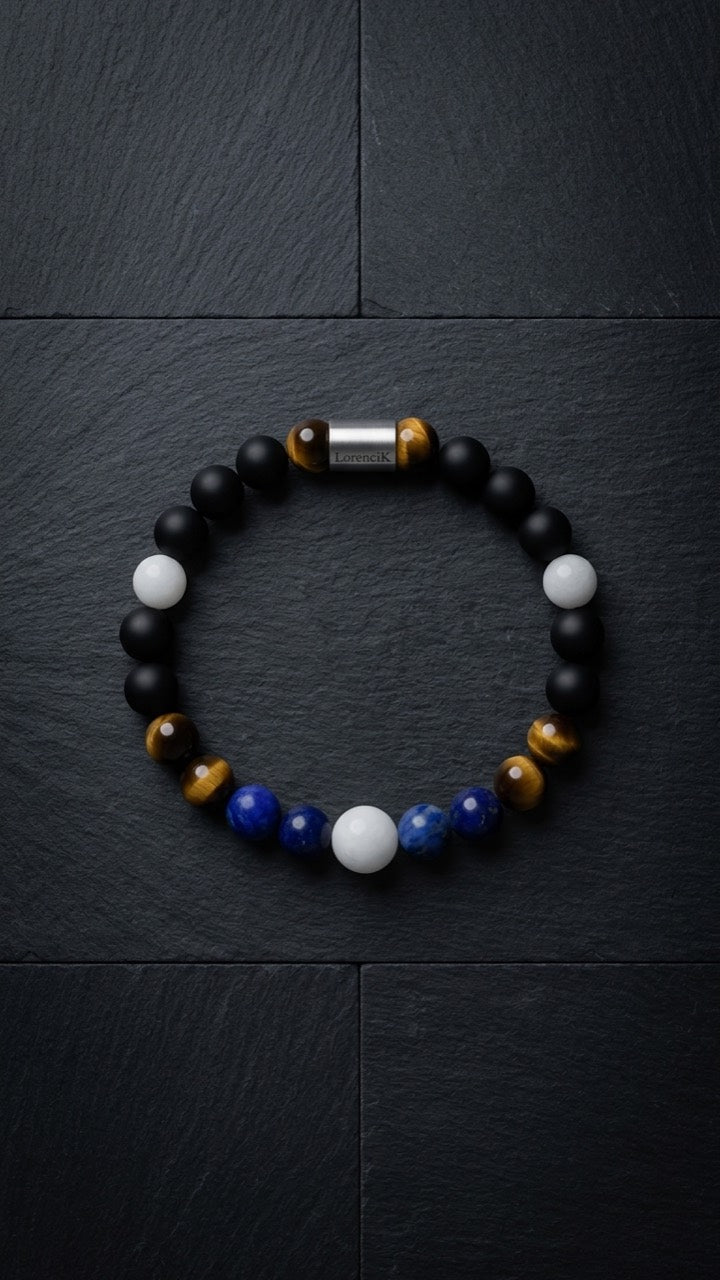 Dunkles Lorencik Perlenarmband aus Onyx für Fokus und Klarheit
