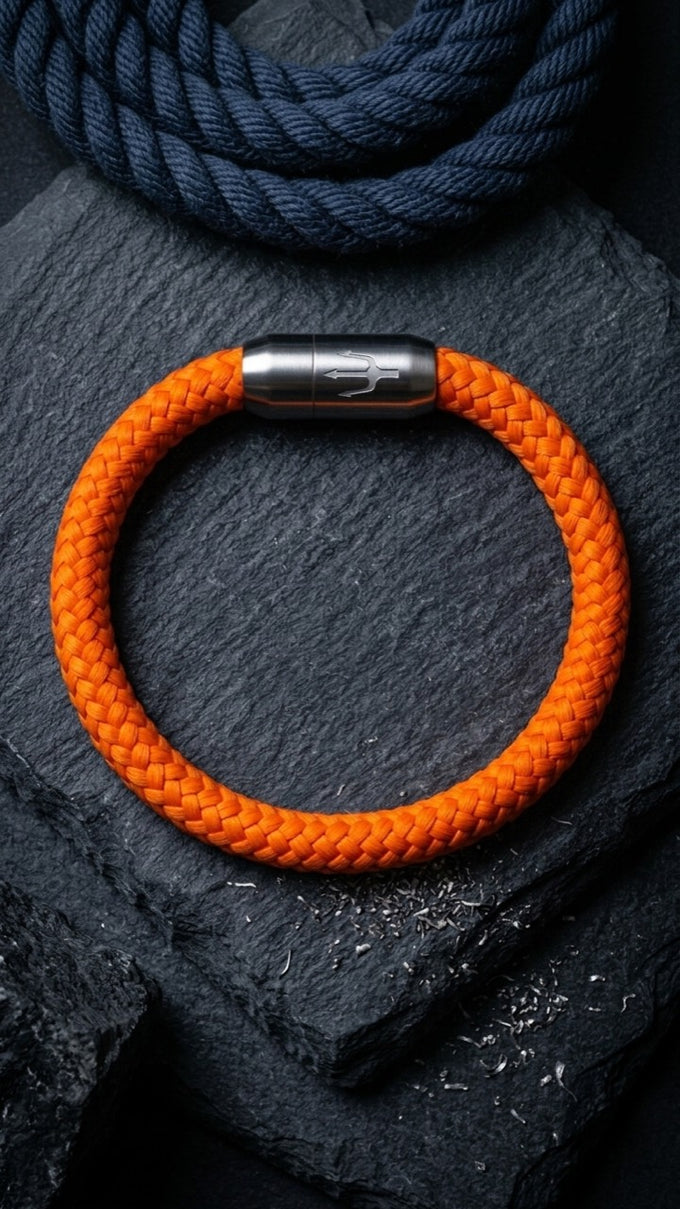Nautic Force – Solar Blaze | Segeltauarmband Herren Orange 8mm