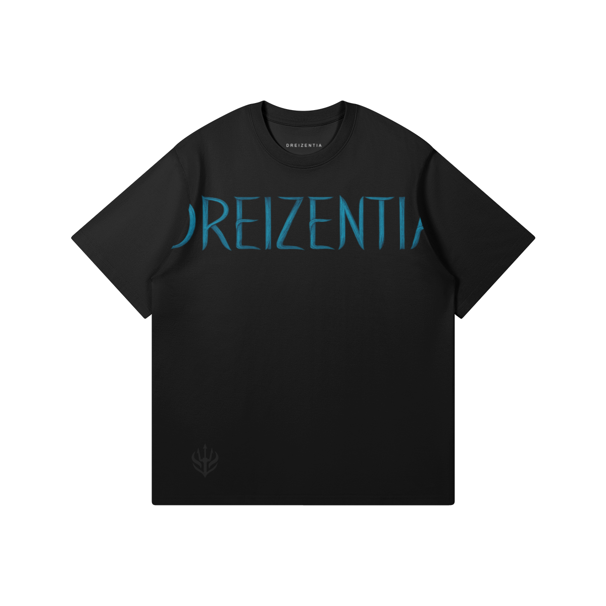 DREIZENTIA™ Trident Flux Black T-Shirt – Frontansicht