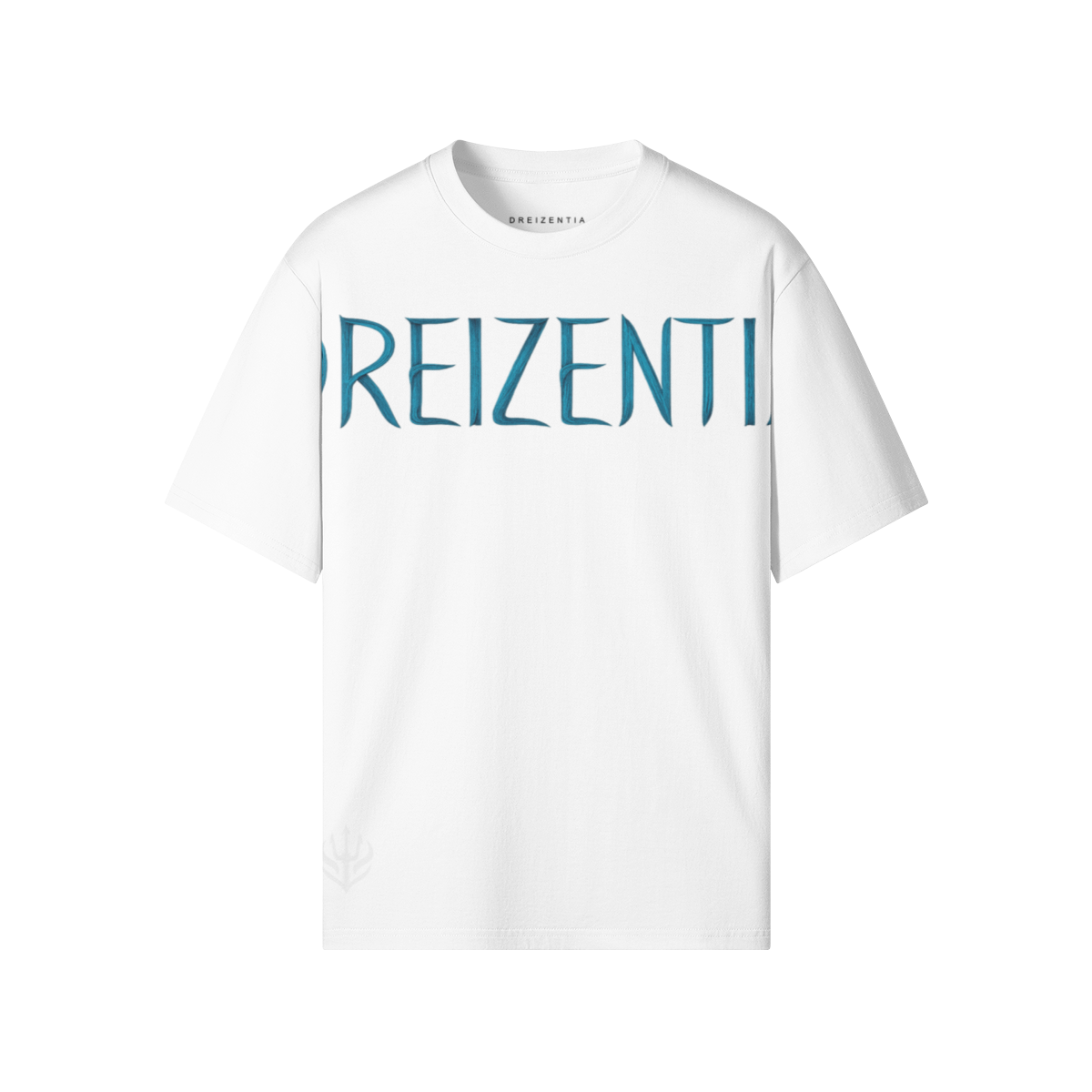 DREIZENTIA™ Trident Flux White T-Shirt – Detailansicht