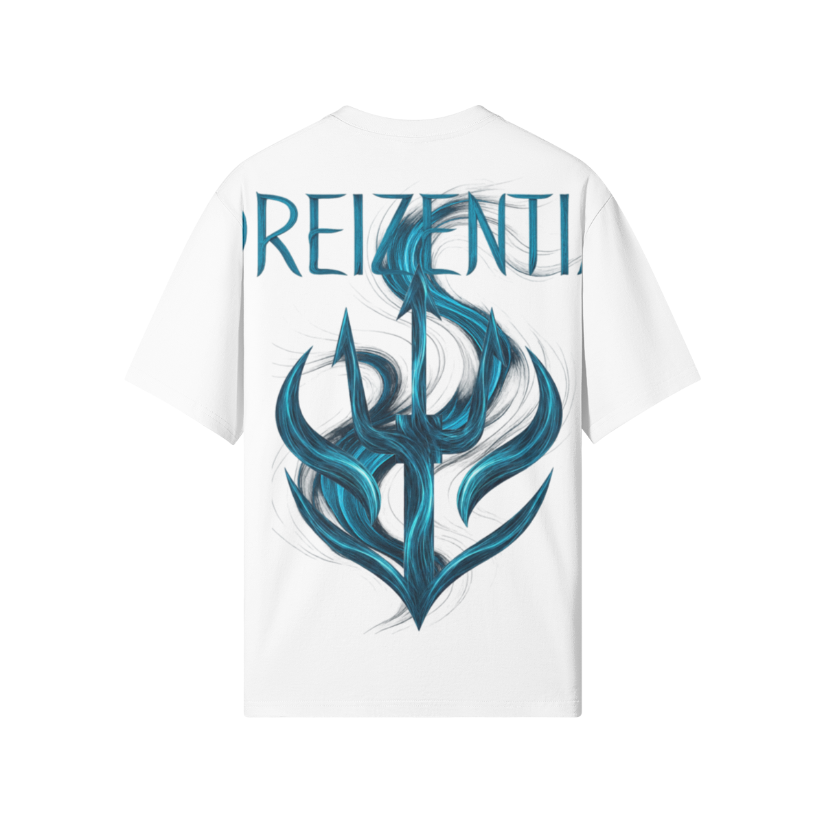 DREIZENTIA™ Trident Flux White T-Shirt – Produktbild