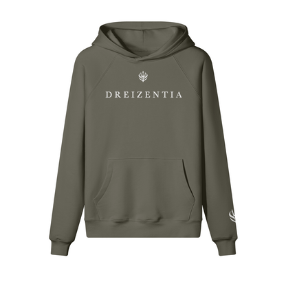 DREIZENTIA™ Signature Hoodie in Charcoal Grey – Frontansicht