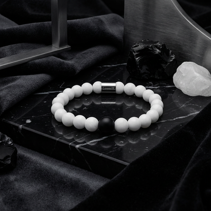 Infinity Balance Pure Malaysia Perlenarmband weiß – Malaysia Jade 8mm Herren Naturstein Lorencik