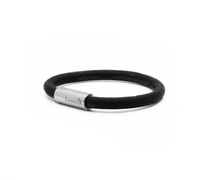 Tridente Classico Nero – Lederarmband Herren Schwarz 6mm | Handgefertigt