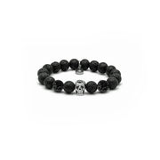 Black Death – Lavastein | Perlenarmband Herren Skull Schwarz 10mm mit Stern