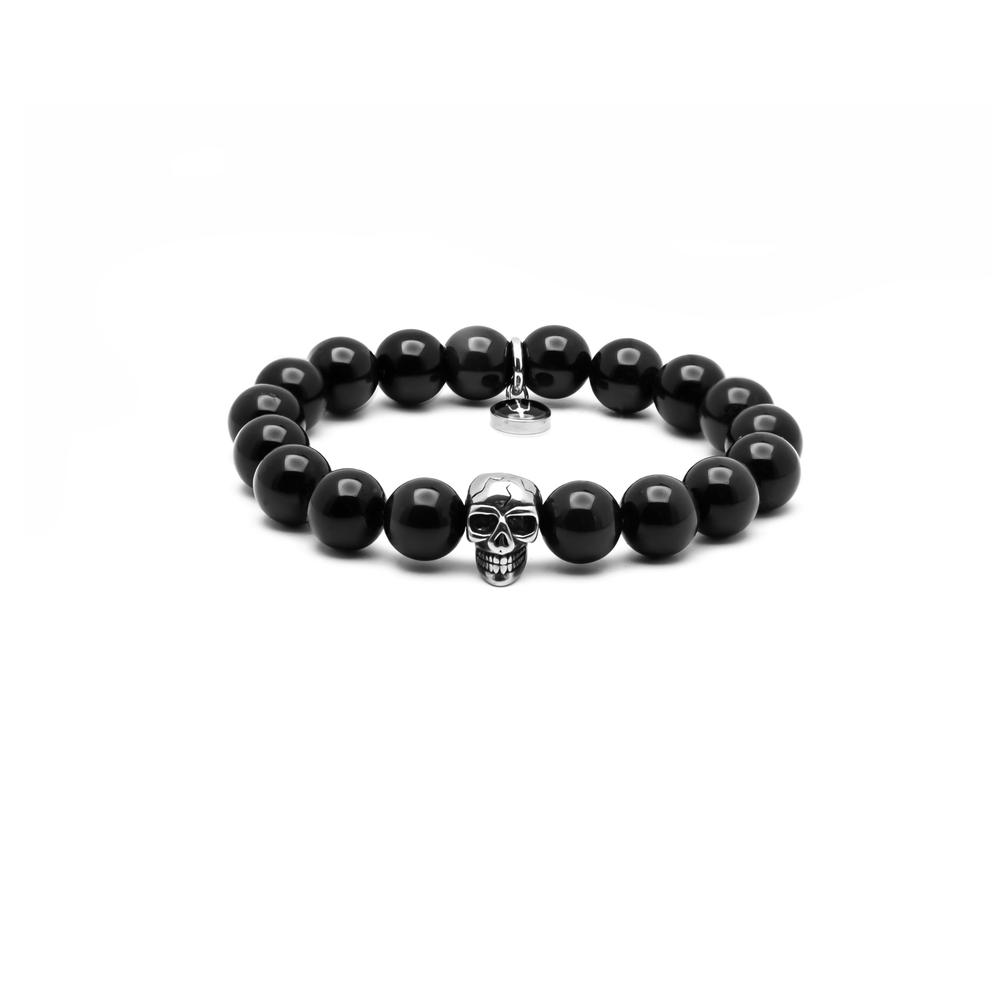 Perlenarmband Obsidian Bikerskull