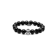 Black Death – Obsidian | Perlenarmband Herren Skull Schwarz 10mm mit Stern