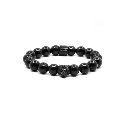 Dark Wild – Obsidian Black Edition | Perlenarmband Herren Allschwarz 10mm Panther