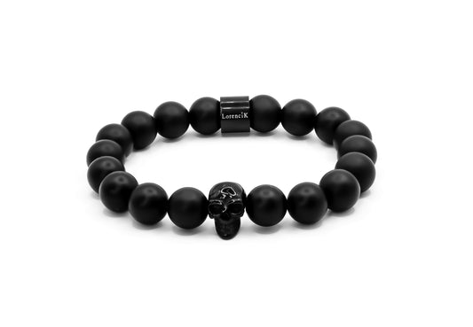 Perlenarmband Onyx Bikerskull Black Edition