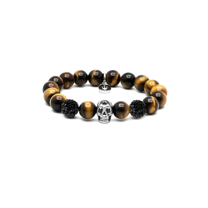 Black Death – Tigerauge | Perlenarmband Herren Skull 10mm mit Stern