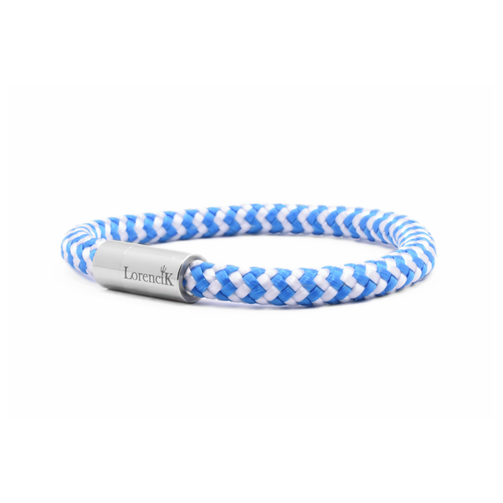 Nautic Force Small Coastal Breeze – Segeltauarmband Herren 6mm Weiß Hellblau mit Edelstahl-Magnetverschluss von Lorencik