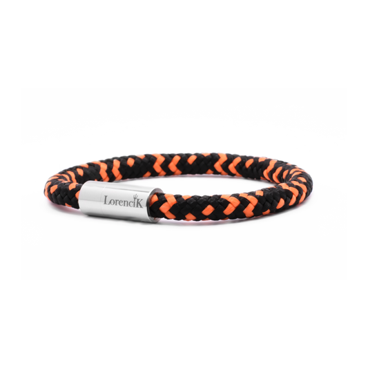 Armband Segeltau Maritim Small 6mm Schwarz Orange Silber